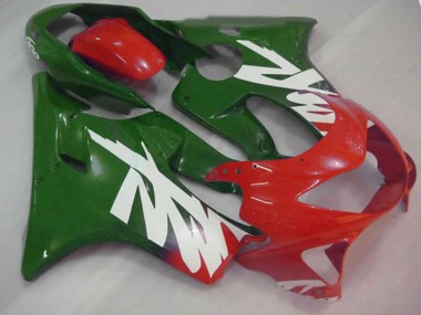 1999-2000 Green Red and White Decal Honda CBR600 F4 Motorcycle Fairing
