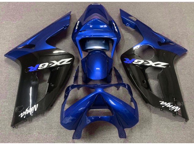 2003-2004 Gloss Blue and Black Kawasaki ZX6R Motorcycle Fairing