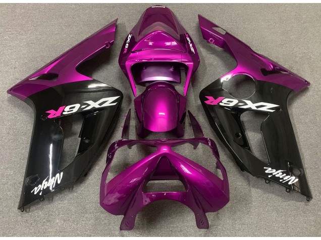 2003-2004 Gloss Pink and Black Kawasaki ZX6R Motorcycle Fairing