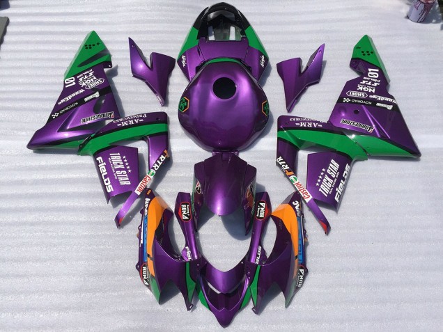 2004-2005 Purple and Green Trickstar Kawasaki ZX10R Motorcycle Fairing