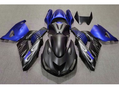 2006-2011 Matte Black and Blue Kawasaki ZX14R Motorcycle Fairing