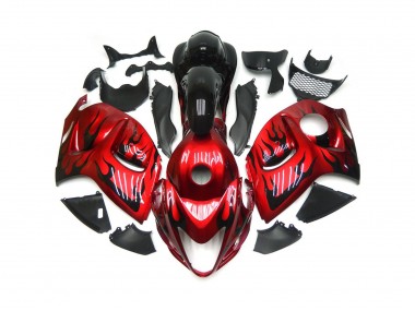 2008-2020 Vibrant Red with Black Flames Suzuki GSXR 1300 Hayabusa Motorcycle Fairing