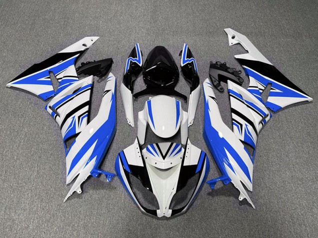 2009-2012 Blue White and Black Zag Kawasaki ZX6R Motorcycle Fairing