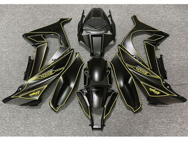2011-2015 Matte Black & Yellow Lining Kawasaki ZX10R Motorcycle Fairing
