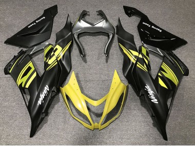 2013-2018 Gloss Black & Yellow Kawasaki ZX6R Motorcycle Fairing